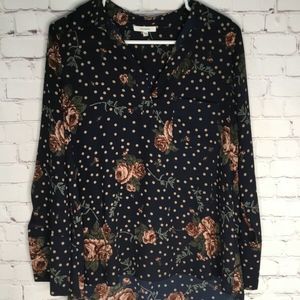 Anthropologie Pleione Women's  Floral Print Long Sleeve Blouse Size S